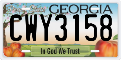 GA license plate CWY3158
