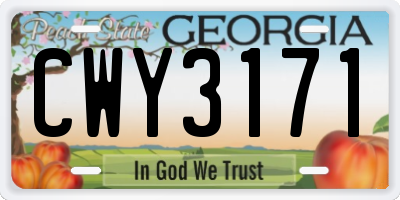 GA license plate CWY3171