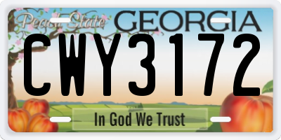 GA license plate CWY3172