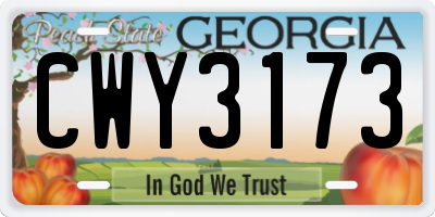 GA license plate CWY3173