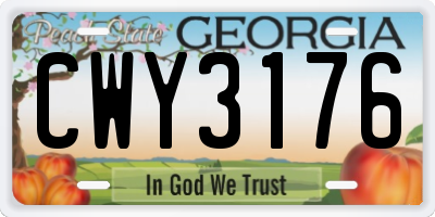 GA license plate CWY3176