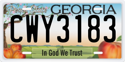 GA license plate CWY3183