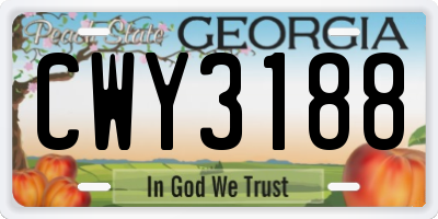 GA license plate CWY3188