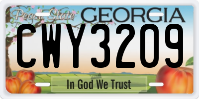 GA license plate CWY3209