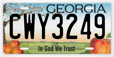 GA license plate CWY3249