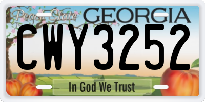 GA license plate CWY3252