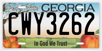 GA license plate CWY3262