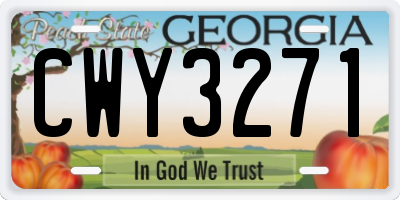 GA license plate CWY3271