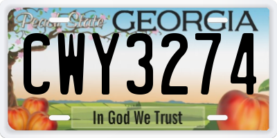 GA license plate CWY3274