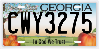 GA license plate CWY3275