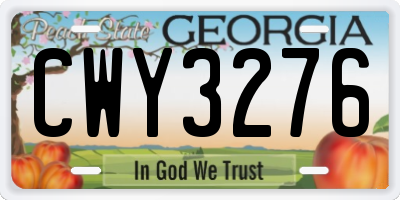 GA license plate CWY3276