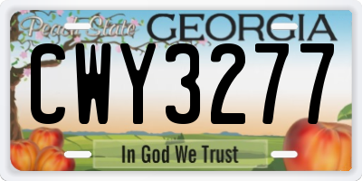 GA license plate CWY3277