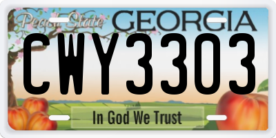 GA license plate CWY3303