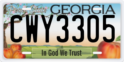 GA license plate CWY3305