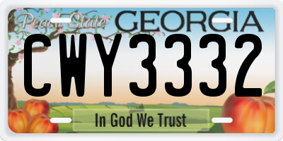 GA license plate CWY3332