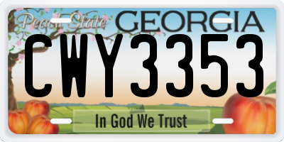 GA license plate CWY3353