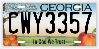 GA license plate CWY3357