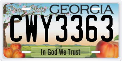 GA license plate CWY3363
