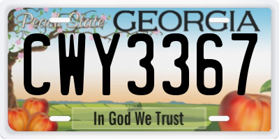 GA license plate CWY3367