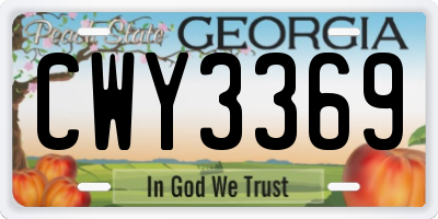 GA license plate CWY3369