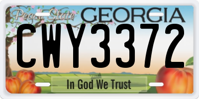GA license plate CWY3372