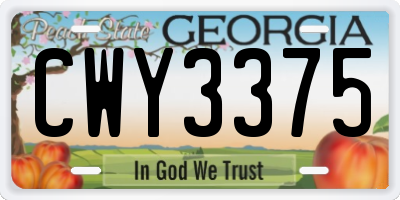 GA license plate CWY3375