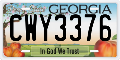 GA license plate CWY3376