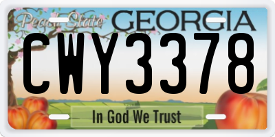 GA license plate CWY3378