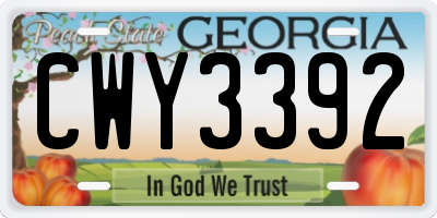 GA license plate CWY3392