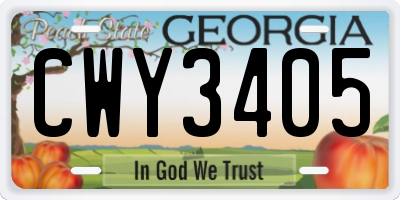 GA license plate CWY3405