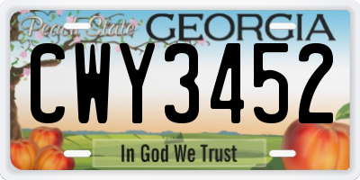GA license plate CWY3452