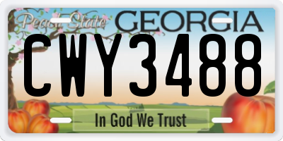 GA license plate CWY3488