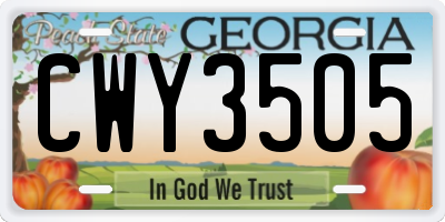 GA license plate CWY3505