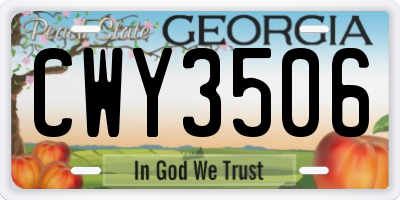 GA license plate CWY3506