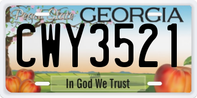 GA license plate CWY3521