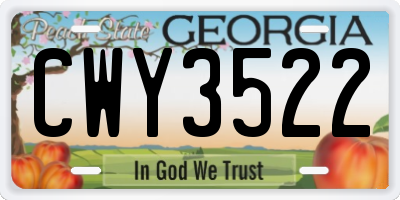 GA license plate CWY3522