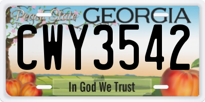 GA license plate CWY3542