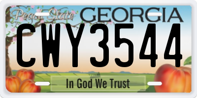 GA license plate CWY3544