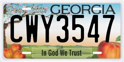 GA license plate CWY3547