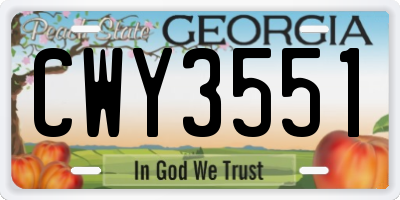 GA license plate CWY3551