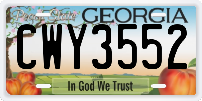 GA license plate CWY3552
