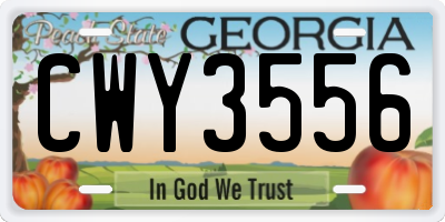 GA license plate CWY3556