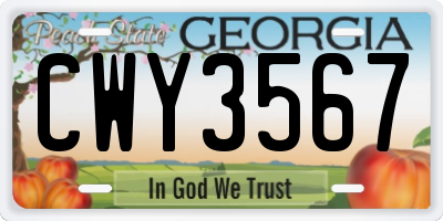 GA license plate CWY3567
