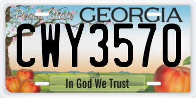GA license plate CWY3570