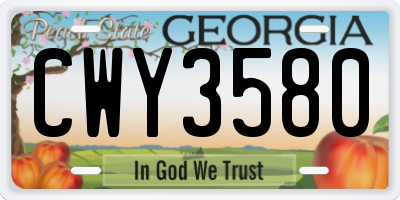 GA license plate CWY3580
