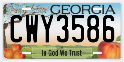 GA license plate CWY3586