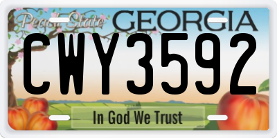 GA license plate CWY3592