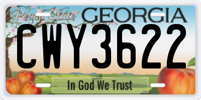GA license plate CWY3622