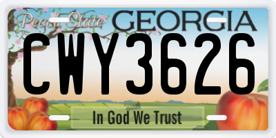 GA license plate CWY3626