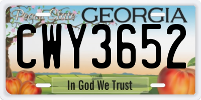 GA license plate CWY3652